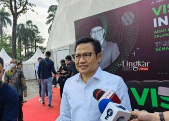 MENYAMPAIKAN: Ketua Umum DPP Partai Kebangkitan Bangsa (PKB) Muhaimin Iskandar dalam acara peluncuran buku di The Dome Park Senayan, Jakarta pada Rabu, 7 September 2022. (Istimewa/Lingkar.news)
