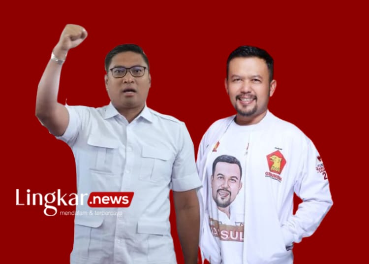 Ketua DPC Partai Gerindra Kabupaten Kudus Sulistyo Utomo (kiri) bersama Ketua DPD Partai Gerindra Jawa Tengah Sudaryono (kanan). (Dok. Lingkar.news)