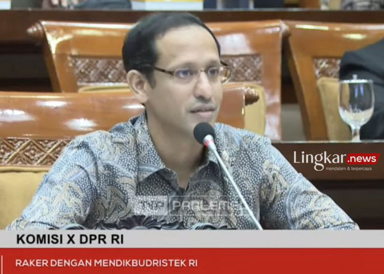 Tangkapan layar Menteri Pendidikan, Kebudayaan, Riset, dan Teknologi (Mendikbudristek) Nadiem Anwar Makarim dalam Raker bersama Komisi X DPR RI di Jakarta, Selasa (21/5/2024). (ANTARA/Astrid Faidlatul Habibah)