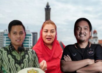 TOKOH POLITIK: Bupati Kendal Dico M. Ganinduto (kiri), Wali Kota Semarang Hevearita Gunaryanti Rahayu (tengah), Anggota Komisi X DPR RI AS Sukawijaya alias Yoyok Sukawi (kanan). (Lingkar.news)