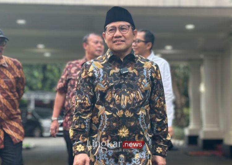 Ketua Umum PKB Muhaimin Iskandar usai bertemu Wapres Ma’ruf Amin di Rumah Dinas Wapres, Jakarta, Kamis, 15 Agustus 2024. (Antara/Lingkar.news)