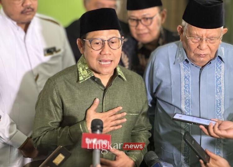 Ketua Umum PKB Muhaimin Iskandar saat memberikan keterangan pers di Pondok Pesantren Daarul Rahman, Jakarta, Kamis, 15 Agustus 2024. (Antara/Lingkar.news)