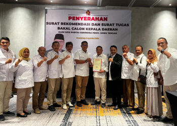 Gerindra Jateng Resmi Beri Rekom Kepada Sudewo, Hartopo dan Arief Rohman