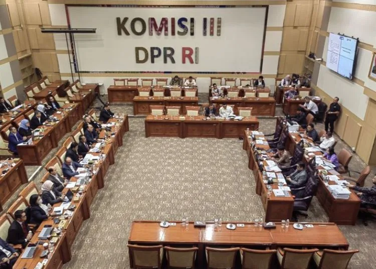 RAPAT: Rapat Dengar Pendapat Umum (RDPU) Komisi III DPR RI bersama LPSK dan Peradi di di kompleks parlemen, Jakarta, Selasa, 17 Juni 2025. (Antara/Lingkar.news)