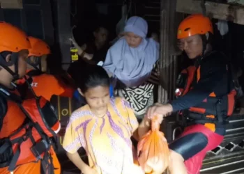 Tim SAR gabungan mengevakuasi sekitar 100 warga terdampak banjir di Wosi, Manokwari, Papua Barat.