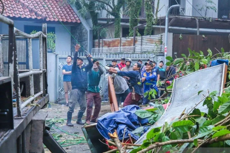 Antisipasi Bencana Hidrometeorologi, Walkot Bandung Perintahkan BPBD Siaga Penuh 1 Ilustrasi- Petugas Damkar saat melakukan pembersihan terhadap pohon tumbang di
Kota Bandung, Jawa Barat. ANTARA/LINGKAR NETWORK.