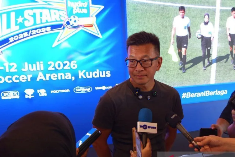 Manajer Program Hydroplus Soccer League (HSL) Teddy Tjahjono menjawab pertanyaan
wartawan di di Supersoccer Arena, Kabupaten Kudus, Jawa Tengah, Jumat
(10/7/2026). ANTARA/LINGKAR NETWORK.