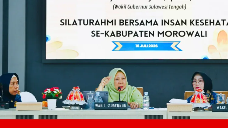 Wakil Gubernur Sulawesi Tengah Reny A. Lamadjido saat bersilaturahmi dengan insan kesehatan se-Kabupaten Morowali di Kantor Bupati Morowali, Kamis (16/7/2026).  (Hms – Lingkar.news)