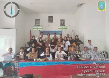 Kepala desa Piabung dalam menyampaikan sambutan