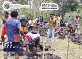 Proses pekerjaan gedung Posyandu.