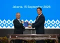 Purbaya Yudhi Sadewa resmi menyerahkan jabatan Menteri Keuangan kepada Suahasil Nazara dalam sertijab di Kemenkeu, Selasa (15/9/2026).