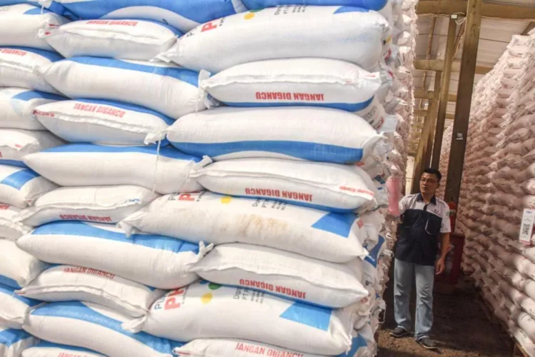 Pekerja memeriksa tumpukan pupuk bersubsidi di Gudang Lini III Pupuk Indonesia,
Awipari, Kota Tasikmalaya, Jawa Barat beberapa waktu lalu. ANTARA/LINGKAR NETWORK.