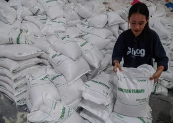 Ilustrasi pengemasan bantuan pangan di gudang. (Lingkar.news Network)