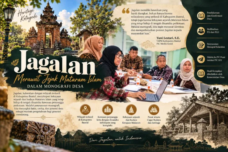 Menelusuri Jejak Sejarah dan Warisan Budaya Mataram Islam di Kawasan Jagalan Kotagede 1 Pendalaman sejarah dan heritage Jagalan, sebagai bagian dari upaya merawat jejak peradaban Mataram Islam melalui penyusunan monografi kalurahan.
