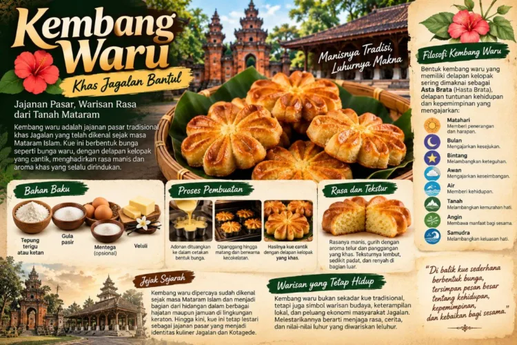 Menelisik Filosofi Mataram dan Manisnya Kembang Waru Jagalan Bantul 1 di balik kue sederhana berbentuk bunga, tersimpan pesan yang jauh lebih besar: manisnya tradisi akan bertahan apabila nilai-nilai baik di dalamnya terus dihidupkan.