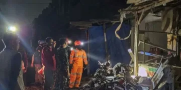 Puslabfor Bareskrim Polri menyelidiki ledakan Pasar Cimanggis Tangsel yang menewaskan dua orang, dengan temuan tabung etilen 52 kilogram di gudang buah.