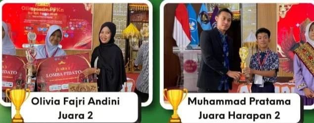 Olivia Fajri Andini Juara 2 dan Muhammad Pratama juara harapan 2