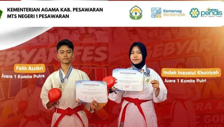 Dua Pelajar MTsN 1 Pesawaran Raih Juara Karate Tingkat Nasional di Jakarta Utara 1 Dua pelajar MTsN 1 Pesawaran meraih juara karate tingkat nasional dalam kejuaraan karate terbuka DOJO OKC GRJU.
